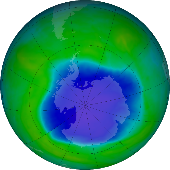 Antarctic ozone map for 04 December 2015